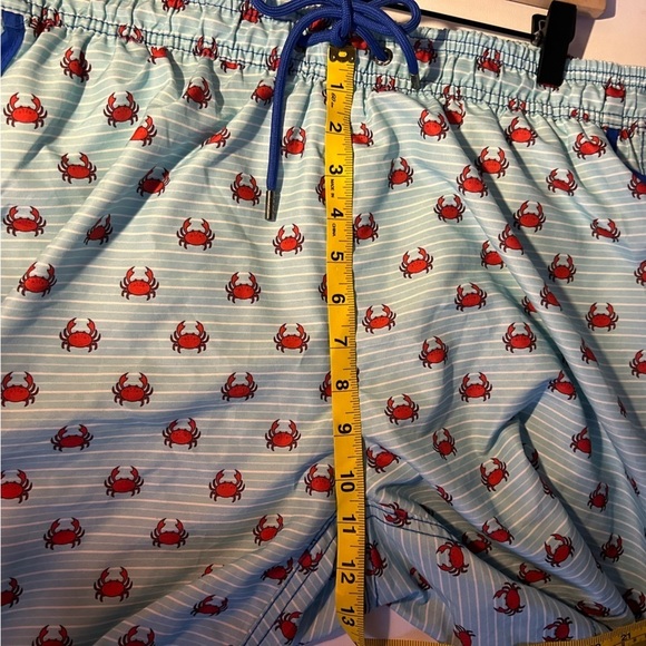 Mens Mr. Swim Crab Print Swim Shorts Turquoise Red Drawstring Pockets XL - Picture 11 of 11
